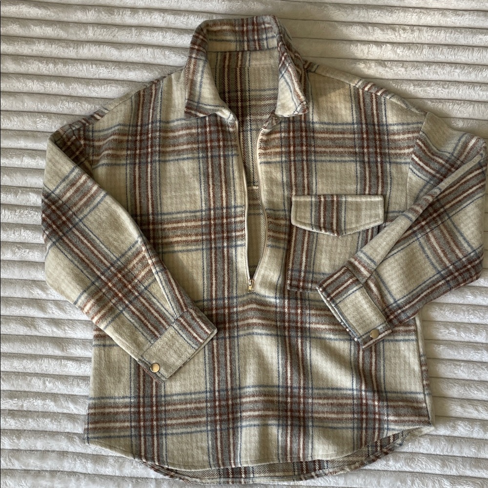 Women’s Plaid Wool Like 1/4 Zip
